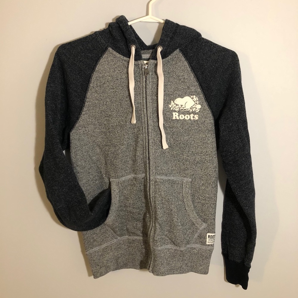 Roots heathered grey zip hoodie